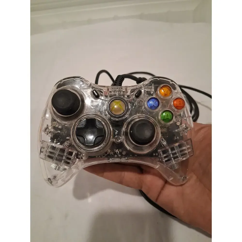 PDP Afterglow Xbox 360 Wired Controller Clear Transparent LED Model PL-3702